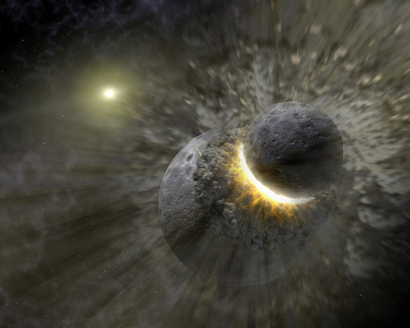 Artist's impression of planetary collision (Credit: NASA)