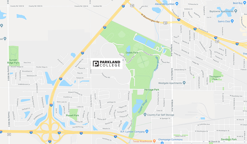 Google Map showing location of Parkland College