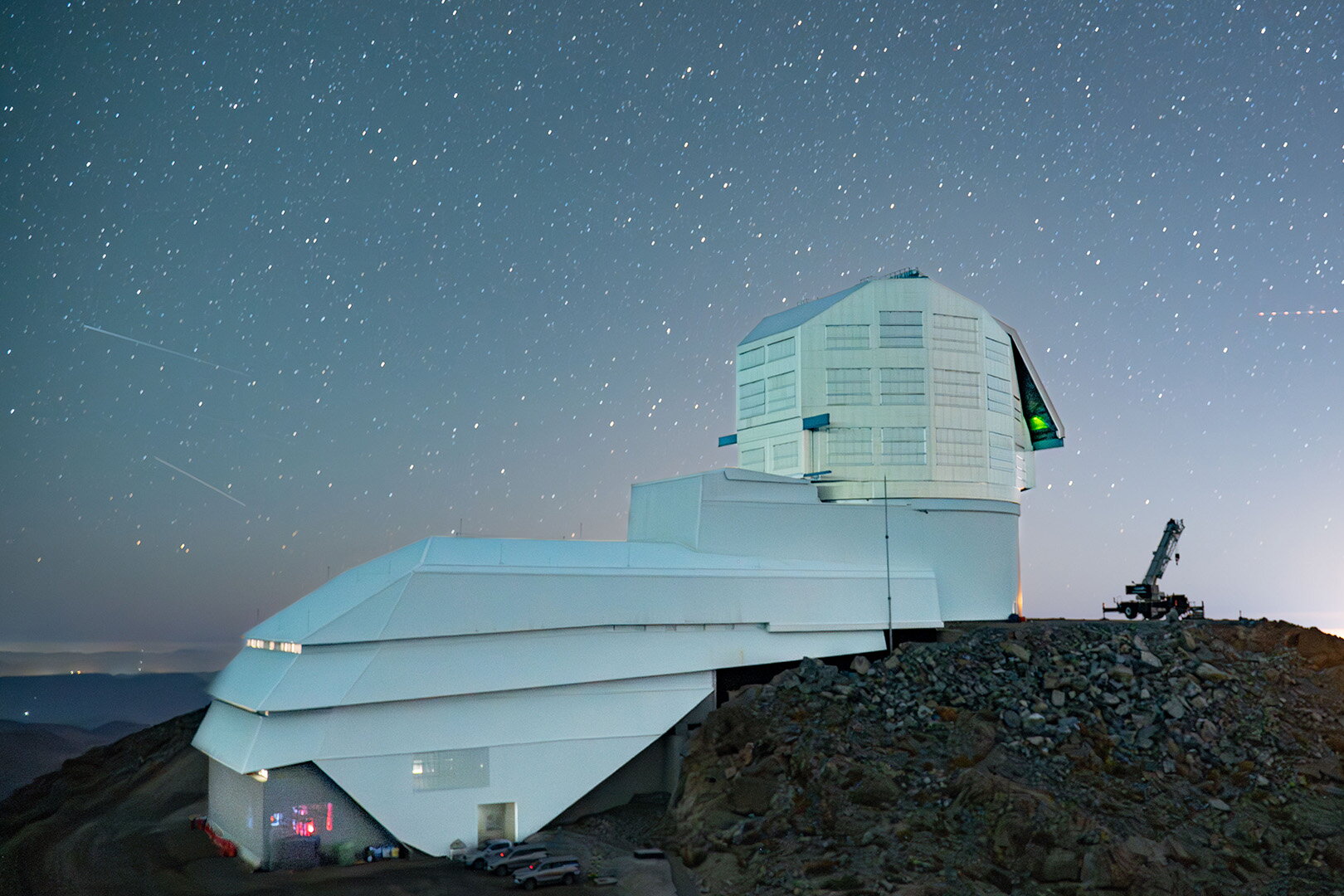 The Rubin Observatory at dusk.